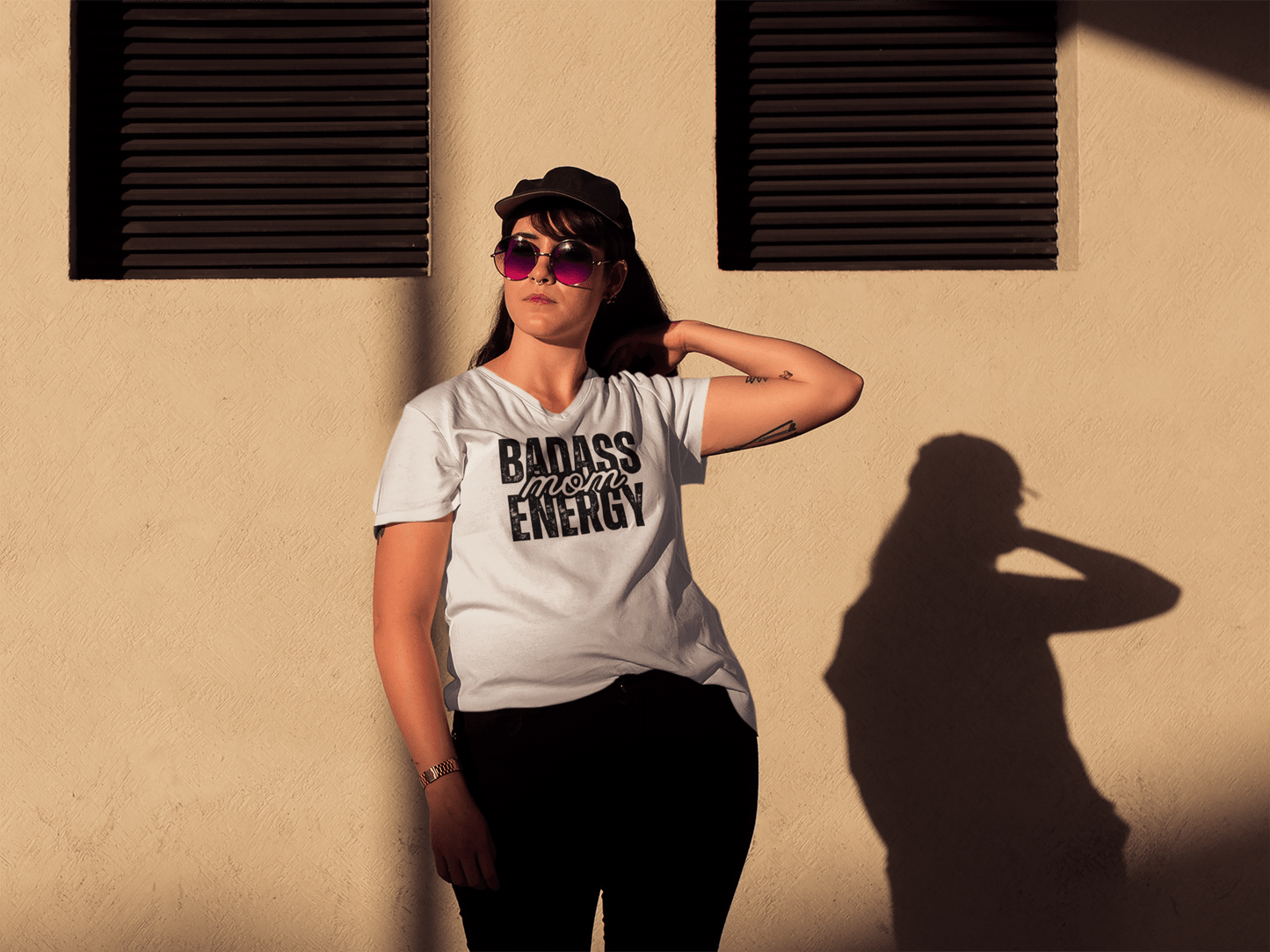 Badass Mom Energy V-Neck T-Shirt - Billy
