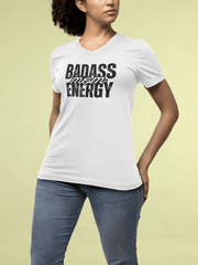 Badass Mom Energy V-Neck T-Shirt - Billy