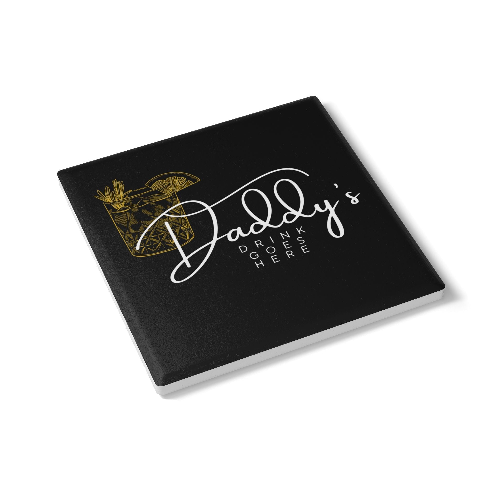 Daddy's Drink Goes Here Coaster - Green, Gold & Blue - Billy