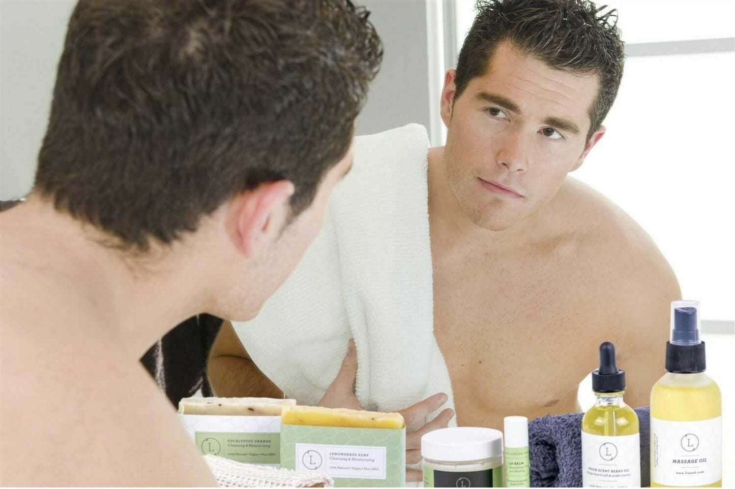 Fresh earthy Natural skincare set, Eucalyptus bath and body, Men Grooming kit/Body oil - Billy