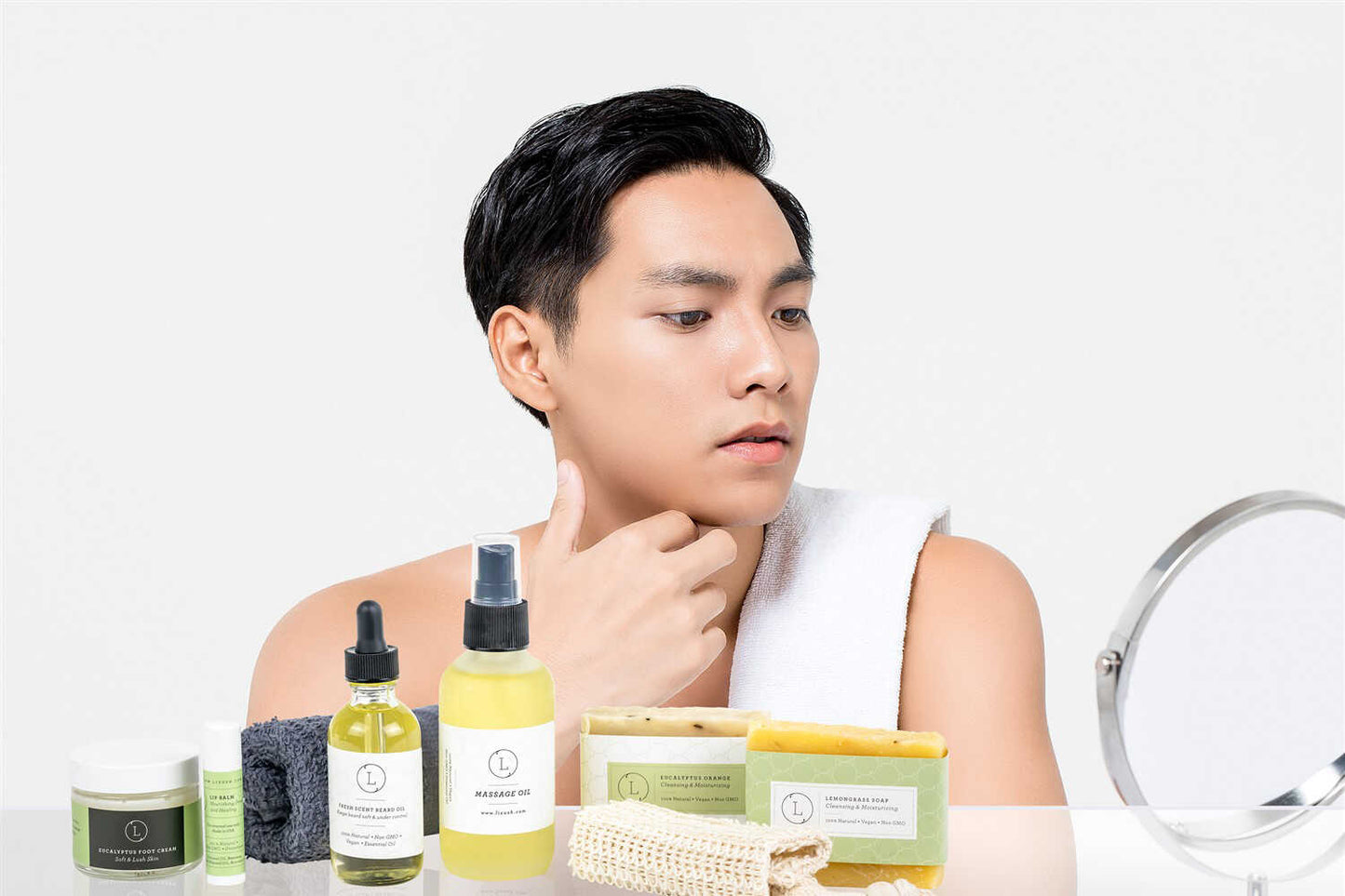 Fresh earthy Natural skincare set, Eucalyptus bath and body, Men Grooming kit/Body oil - Billy
