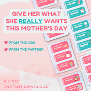 Mom Coupon Book Bundle – Printable Gift from Kids + Partner – Funny & Heartfelt – Digital Download - Billy