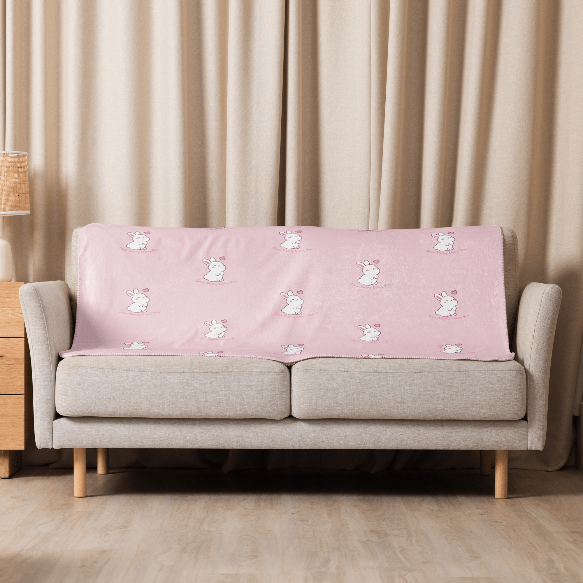 Some Bunny Loves You Sherpa Blanket - Pink - Billy