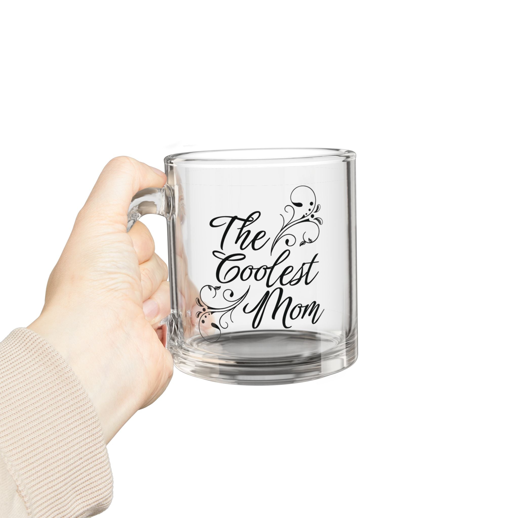 The Coolest Mom Glass Mug - 10oz Coffee Cup for Mother's Day and Everyday Use - Billy