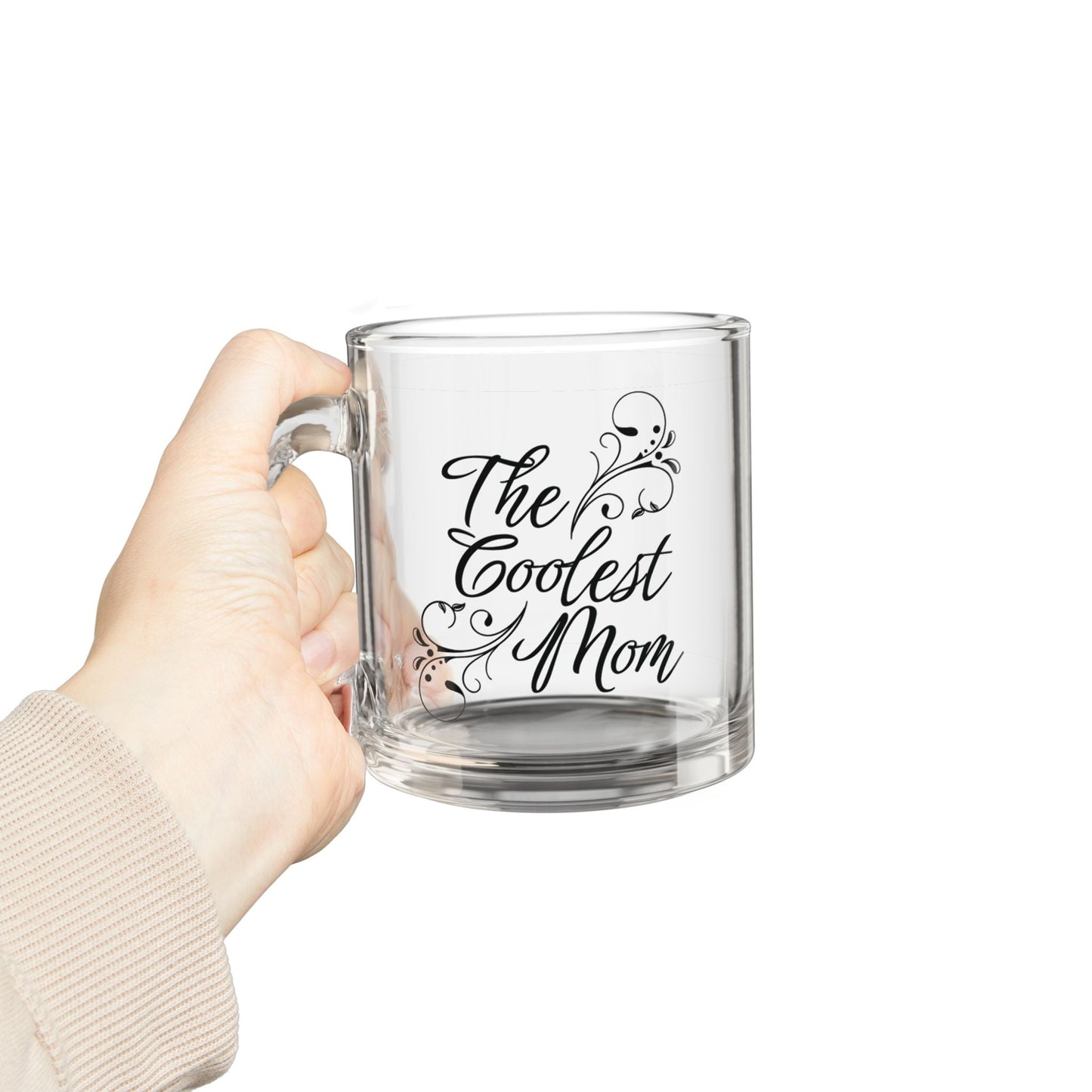 The Coolest Mom Glass Mug - 10oz Coffee Cup for Mother's Day and Everyday Use - Billy