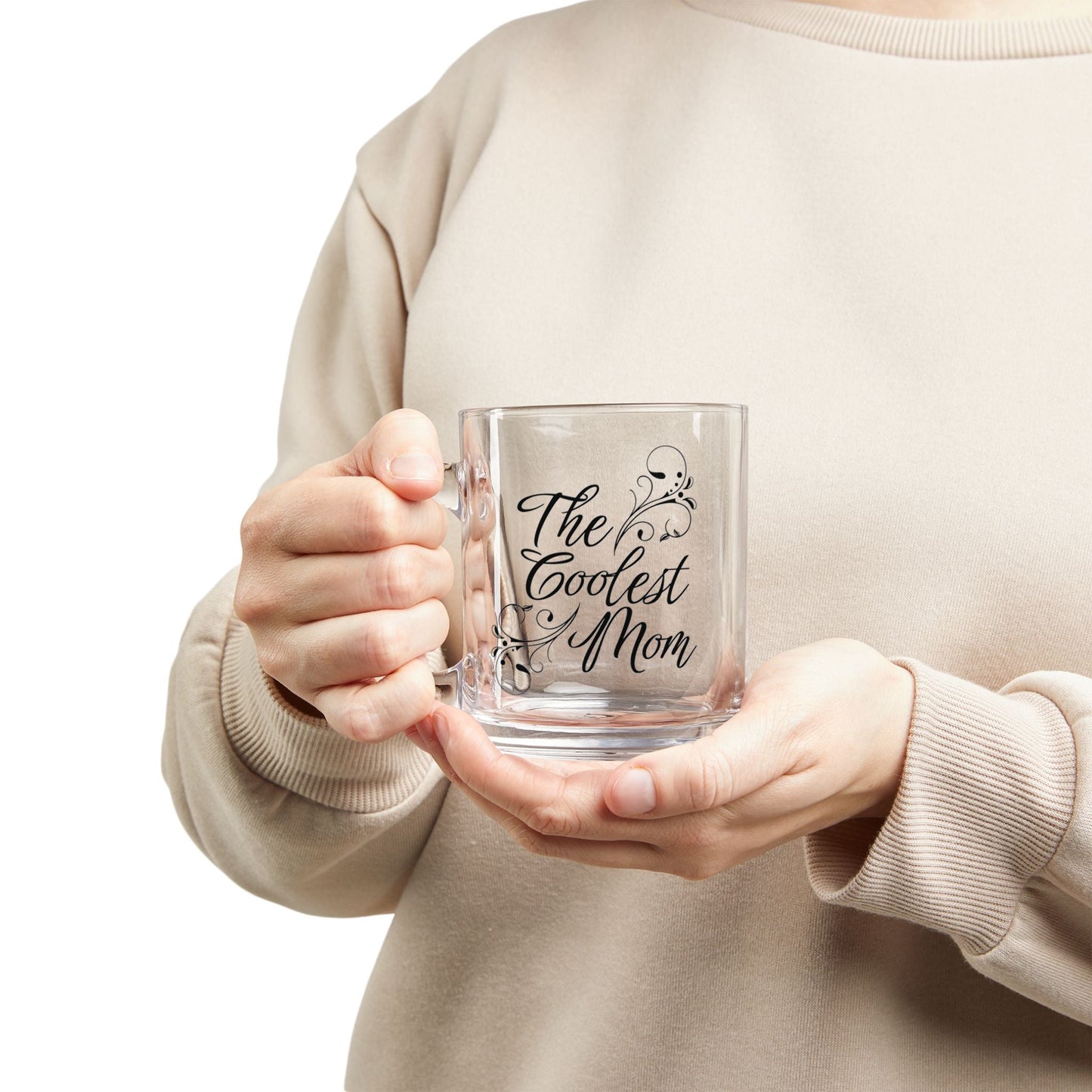The Coolest Mom Glass Mug - 10oz Coffee Cup for Mother's Day and Everyday Use - Billy